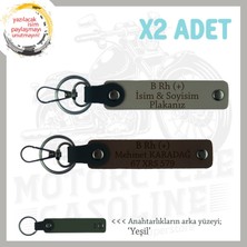 Kardeş Için Isim Plaka ve B Rh (+) Kan Grubu Yazılı Kişiselleşmiş X2 Anahtarlık, Kül Gri-K Kahve-Ysl