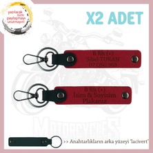 Motosiklet Maceracılarına, Isim Plaka ve B Rh + Kan Grubu, Acil Durum Anahtarlığı Set, Kırmızı-Laci