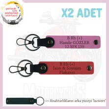 Tüm Sürücüler Için Özel Isim Plaka ve B Rh (+) Kan Grubu Yazılı X2 Anahtarlık, Nar Çiçeği-Pembe-Laci