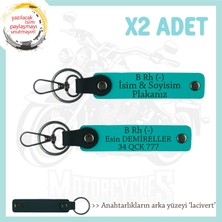 Yol Arkadaşlarına, Isim Plaka ve B Rh (-) Kan Grubu Yazılı Kişiye Özel X2 Anahtarlık, K Turkuaz-Laci