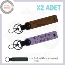 Biker Tarzına Özel, Isim ve Plaka Yazılı Efsane Hediye X2 Deri Anahtarlık Takım , Kahve-Mor-Ysl