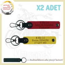 Motor Severlere, Isim Plaka ve B Rh (+) Kan Grubu, Tasarım Hediye 2'li Anahtarlık, Kırmızı-Sarı-Laci