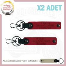 Motosiklet Maceracılarına Isim Plaka, 0 Rh + Kan Grubu Yazılı Acil Durum Anahtarlığı Set, Kırmızı-Sk