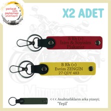 Motor Severlere Özel Hediye, Isim Plaka, B Rh (+) Kan Grubu Yazılı 2'li Anahtarlık, Kırmızı-Sarı-Ysl