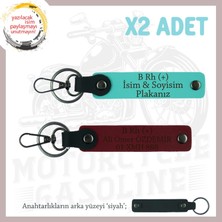 Motor Tutkunlarına Özel Isim Plaka, B+ Kan Grubu Yazılı Özel Üretim X2 Anahtarlık, Turkuaz-Bordo-Syh