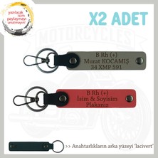 Hız Aşıkları Için Özel Isim Plaka, B Rh (+) Kan Grubu Yazılı X2 Anahtarlık, Nar Çiçeği-Kül Gri-Laci