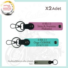 Motosiklet Aşıkları Için Özel, Isim Plaka ve 0 Rh (-) Kan Grubu, 2'li Anahtarlık, Pembe-Turkuaz-Gr