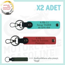 Dostlara Özel, Isim Plaka ve A Rh (-) Kan Grubu Yazılı Hediye X2 Anahtarlık, Nar Çiçeği-Turkuaz-Ysl