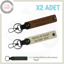 Arkadaşa Hatıra Hediye, Plaka ve Isim Yazılı 2’li Deri Anahtarlık Takımı, Kahve-S Kahve-Ysl