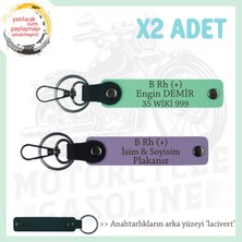 Yol Tutkunları Için, Isim Plaka ve B+ Kan Grubuna Kişiselleştirilmiş X2 Anahtarlık, Mor-Yeşil-Laci