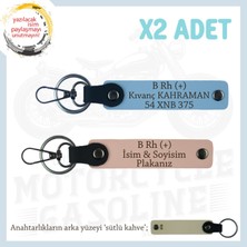 Asfalt Şampiyonlarına Özel, Isim Plaka ve B+ Kan Grubu Yazılı X2' Li Anahtarlık, Yavruağzı-Mavi-Sk