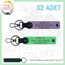 Bikerlar Için Özel Hediye, Isim Plaka ve B Rh (+) Kan Grubu Yazılı X2 Anahtarlık, Mor-F Yeşil-Laci