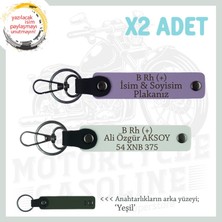 Yolların Sürücülerine Özel Hediye, Isim Plaka B Rh (+) Kan Grubu Yazılı X2 Anahtarlık, Mor-Beyaz-Ysl