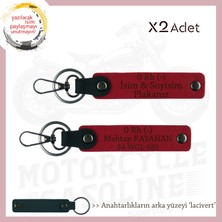 Motosiklet Maceracılarına, Isim Plaka ve 0 Rh - Kan Grubu, Acil Durum Anahtarlığı Set, Kırmızı-Laci