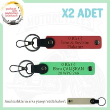 Motosiklet Severlere, Isim Plaka ve 0 Rh (-) Kan Grubu Yazılıx2 Anahtarlık, Nar Çiçeği-F Yeşil-Sk