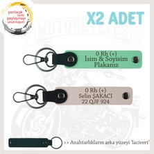 Sürücülere Özel, Isim Plaka ve 0 Rh (+) Kan Grubu Hediyelik X2' Li Anahtarlık Set, Yeşil-Pudra-Laci