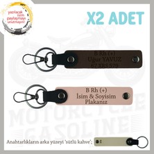 Hız Aşıkları Için Özel Isim Plaka, B+ Kan Grubu Yazılı Hediyelik X2 Anahtarlık, Yavruağzı-K Kahve-Sk