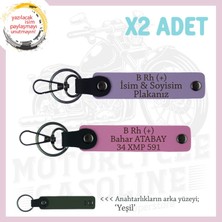 Motor Severe Özel Armağan, Isim Plaka ve B Rh (+) Kan Grubu Yazılı  X2' Li Anahtarlık, Mor-Pembe-Ysl