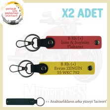 Tüm Sürücülere, Isim Plaka ve B Rh (+) Kan Grubu Yazılı X2' Li Set Anahtarlık, Nar Çiçeği-Sarı-Laci