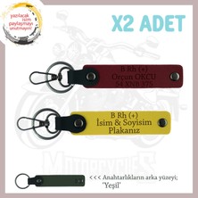 Motor Kullananlara Isim Plaka ve B Rh (+) Kan Grubu Yazılı Özel Üretim X2 Anahtarlık, Sarı-Bordo-Ysl