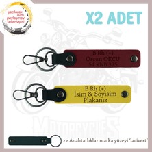 Motor Tutkunlarına, Isim Plaka ve B Rh (+) Kan Grubu Özel Üretim X2' Li Anahtarlık, Sarı-Bordo-Laci