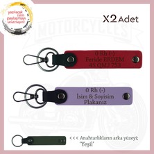 Yol Arkadaşlarına Özel, Isim Plaka, 0 Rh (-) Kan Grubu Yazılı Kişisel X2 Anahtarlık, Mor-Kırmızı-Ysl