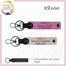 Motor Severlere, Isim Plaka ve 0 Rh (-) Kan Grubu, Özel Tasarım Deri X2 Anahtarlık, Pudra-Pembe-Ysl