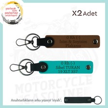 Hız Tutkunlarına, Isim Plaka ve 0- Kan Grubu Yazılı Kişiye Özel X2 Anahtarlık, Kahve-K Turkuaz-Syh