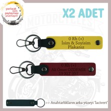 Motor Tutkunlarına, Isim Plaka ve 0 Rh (+) Kan Grubu Özel Üretim X2' Li Anahtarlık, Sarı-Bordo-Laci