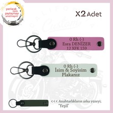 Yol Tutkunları Isim Plaka, 0 Rh (-) Kan Grubu Yazılı Kişiye Özel X2 Anahtarlık Seti, Beyaz-Pembe-Ysl