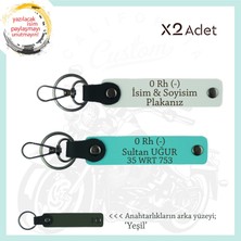 Motor Gruplarına Isim Plaka ve 0 Rh (-) Yazılı Özel Tasarım X2 Anahtarlık Hediye , Beyaz-Turkuaz-Ysl