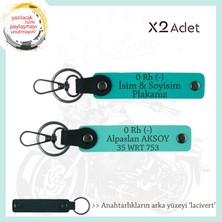 Motosiklet Severlere Isim Plaka ve 0 Rh (-) Kan Grubu Yazılı 2'li Anahtarlık, K Turkuaz-Turkuaz-Laci