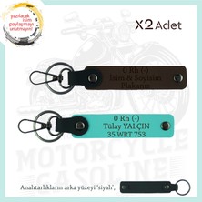 Kuryeler Için, Isim Plaka ve 0 Rh (-) Kan Grubu Yazılı X2 Anahtarlık, Armağan, K Kahve-Turkuaz-Syh