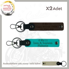 Motor Tutkunlarına Özel, Isim Plaka ve 0- Kan Grubu Yazılı Özel X2 Anahtarlık, K Turkuaz-K Kahve-Sk