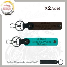 Motor Tutkunlarına Özel, Isim Plaka ve 0- Kan Grubu Yazılı Özel X2 Anahtarlık, K Turkuaz-K Kahve-Syh