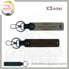 Yol Tutkunlarına, Isim Plaka ve 0 Rh (-) Kan Grubu Kişiselleşmiş X2 Anahtarlık, Kül Gri-K Kahve-Laci