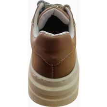 Kadın Spor Ayakkabı Yüksek Taban Sneaker Taş Detaylı Vizon Renk