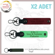 Motorcu Yolculara, Isim Plaka ve B - Kan Grubu Yazılı Güvenli Sürüş Anahtarlığı, F Yeşil-Bordo-Ysl
