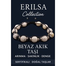 Sertifikalı Iri Boy Fasetli Terahertz & Beyaz Akik Taşı Bileklik – Saflık, Sakinlik ve Koruma