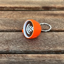 Latte Art Kahve Fincanı Anahtarlık - Barista Aksesuarı, Kahve Severler Için Turuncu Tasarım