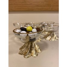 Lokumluk 6'lı Altın Ortaboy  Metal Pirinç Ayaklı Çap 8 cm