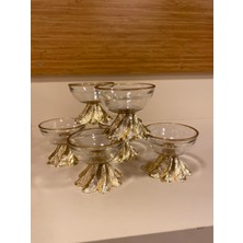 Lokumluk 6'lı Altın Ortaboy  Metal Pirinç Ayaklı Çap 8 cm