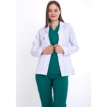 Uçak Medikal Beyaz Ceket Boy Uzun Kol Klasik Yaka Doktor Önlüğü