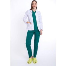 Uçak Medikal Beyaz Ceket Boy Uzun Kol Klasik Yaka Doktor Önlüğü