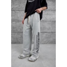 Gri Yıkamalı Undefined Yazılı Baggy Eşofman Altı