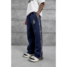 Lacivert Çizgili Arma Detaylı Baggy Eşofman