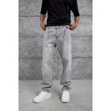 Gri MB Parça Detaylı Baggy Jean