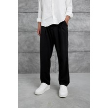 Siyah W11 Kumaş Baggy Pantolon