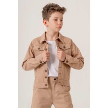 Çift Cepli Düğmeli Gabardin Erkek Çocuk Ceket