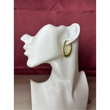 Çelik Taşlı Gold Küpe